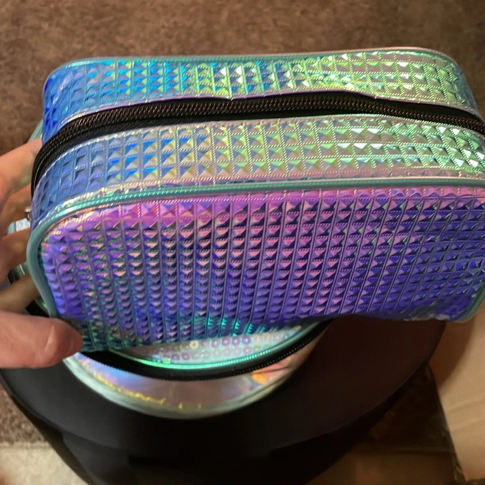 Sequin Smiley Face Bag from Justice 3 piece set NWT holographic